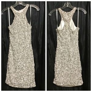3 x $135 Parker silver sequin embellished mini dress XS New
